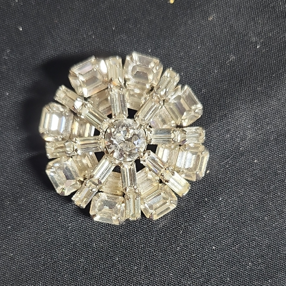 Albert Weiss Silver and Crystal Brooch